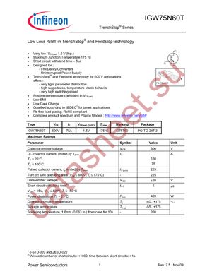 IGW75N60T datasheet  